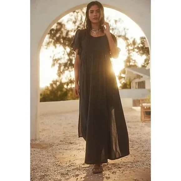 long sleeve maxi cutout dress SAME Los Angeles Long Sleeve Cut Out Maxi Dress (Mocha Lurex)